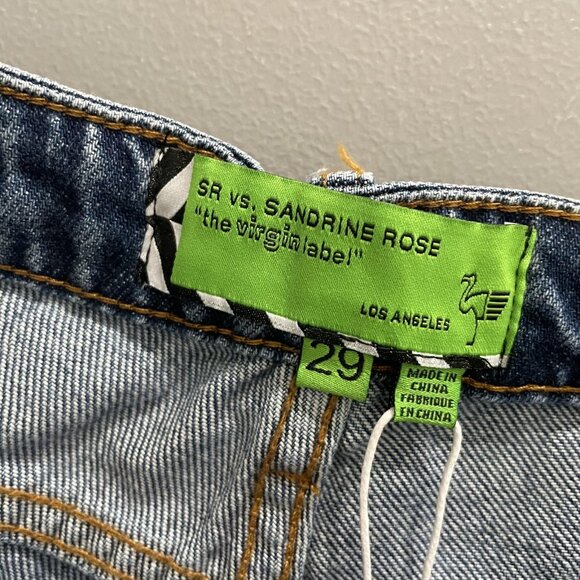 Sandrine Rose Jeans Womens 29 Blue Snow Ripped Button Fly Straight Distressed - Picture 8 of 13